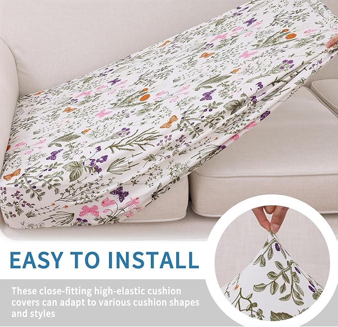 hyha Printed Couch Cushion Covers, Floral Sofa Covers Washable - Image 4