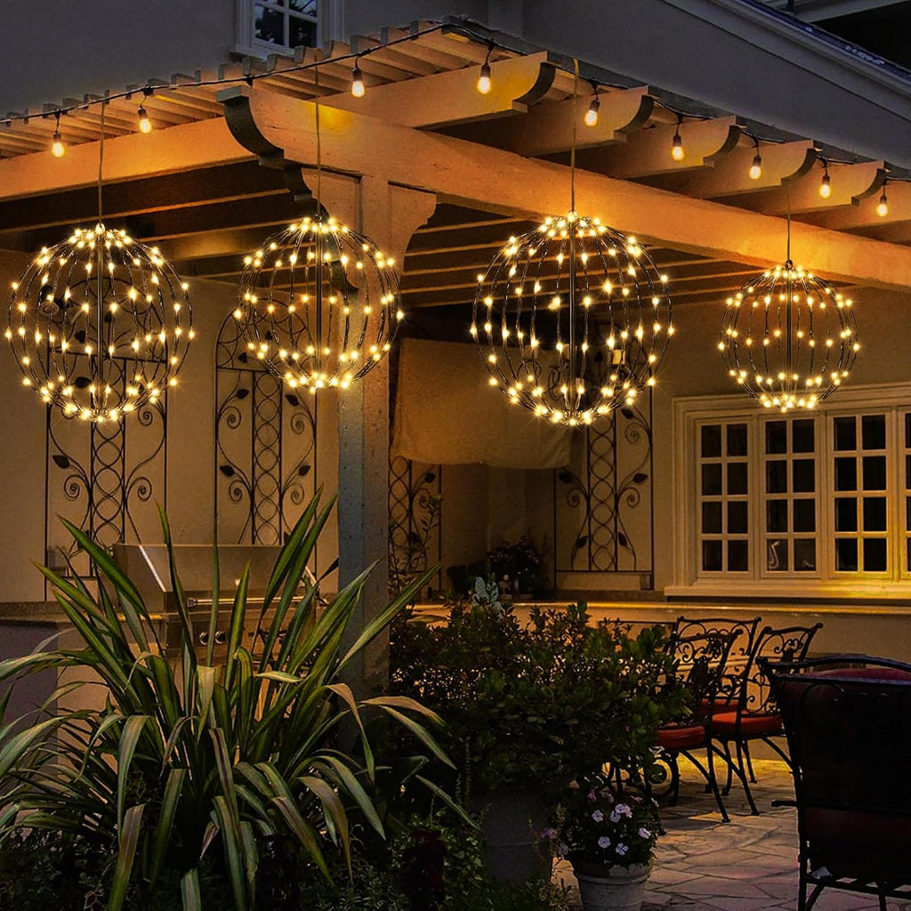 Christmas Decorations,LED Light Balls Outdoor,2 Pack,Warm White