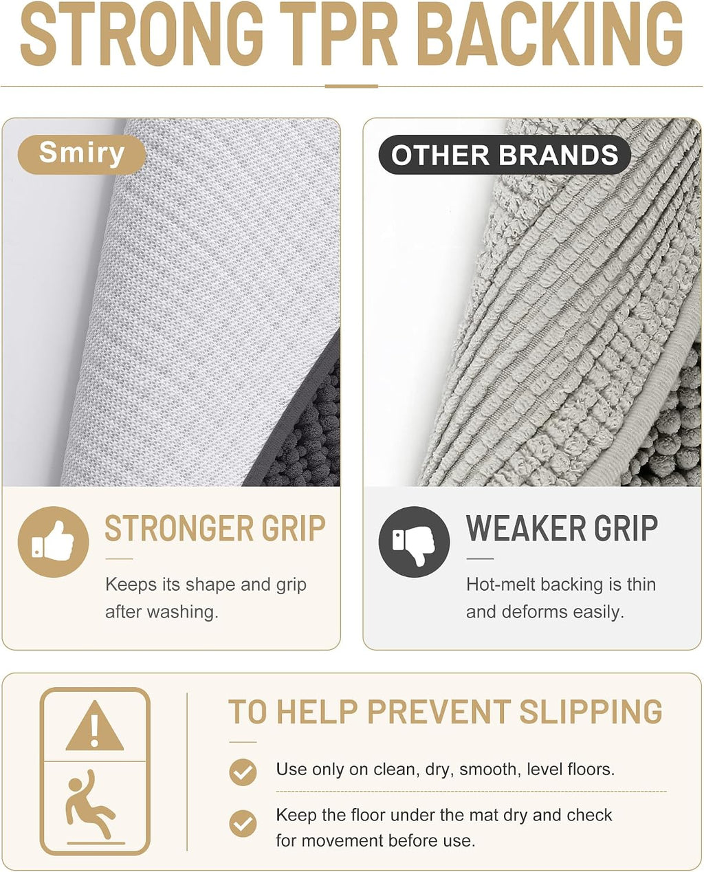 Smiry Thick Bathroom Rugs 30x20, Extra Soft Absorbent Chenille Bath Mat
