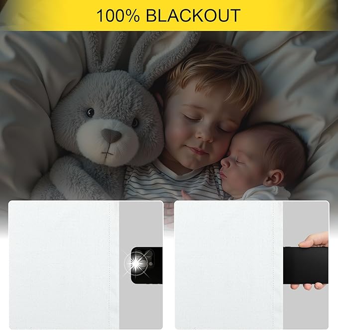 Small Blackout Curtains 45 Inches Long 2 Panels Short Linen Look Heat Blocking - Image 4