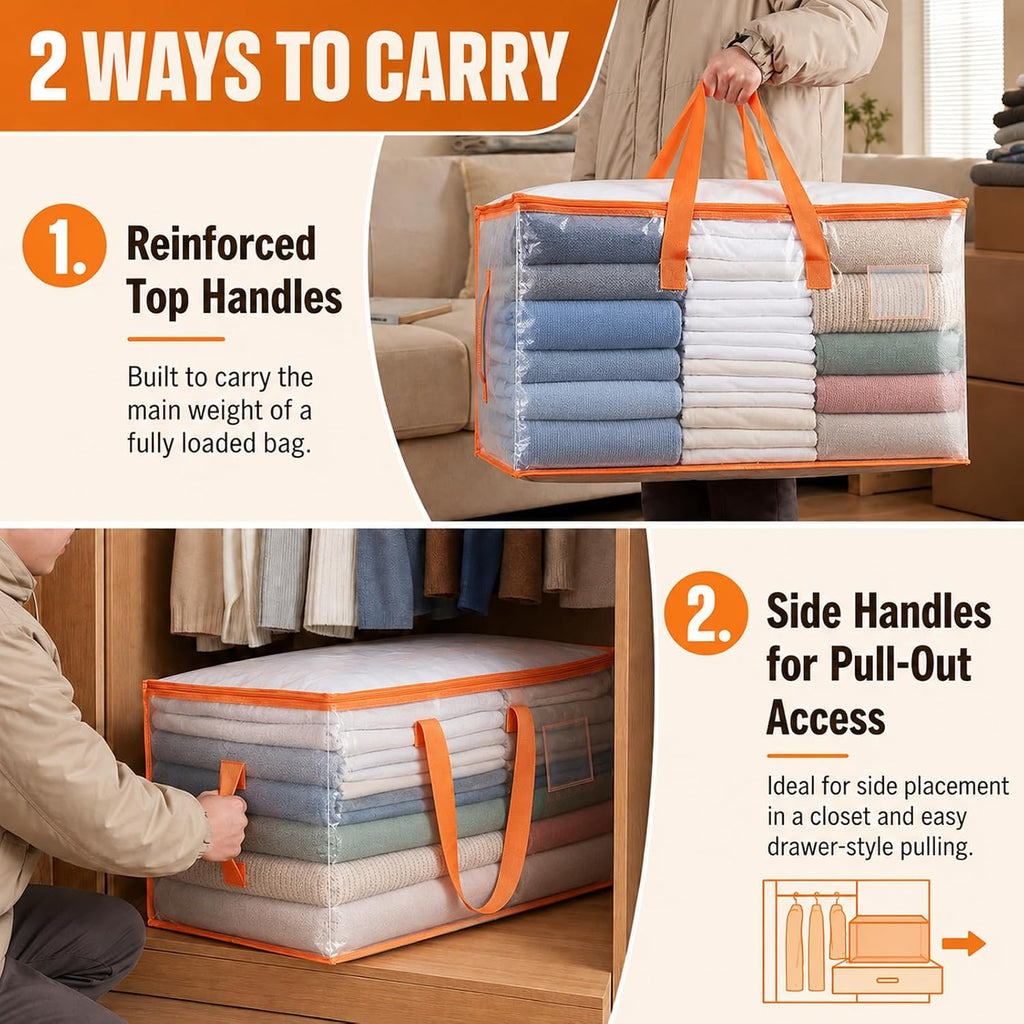 KYODOLED 10-Pack Clear Moving Bags Heavy Duty Extra Large, Storage Totes