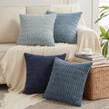 Fancy Homi Set of 4 Blue Boho Decorative Throw Pillow Covers 28x28 Inch by Fancy+Homi
