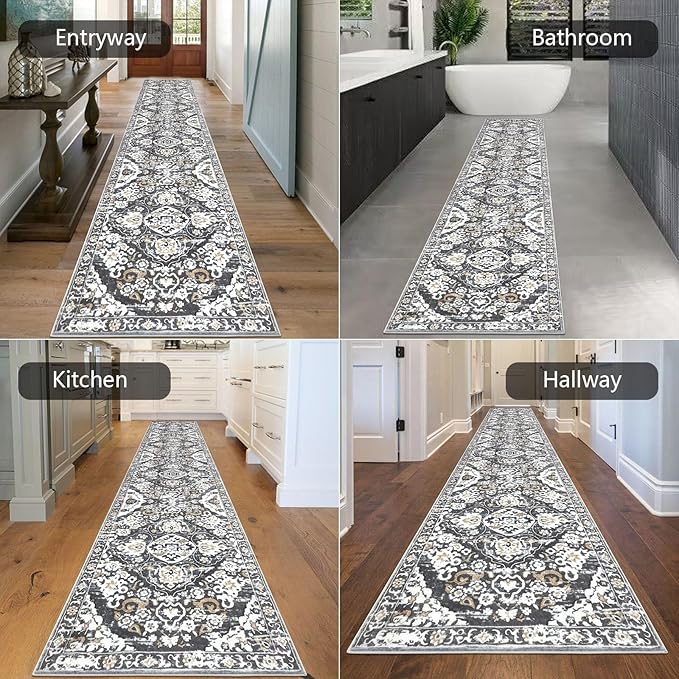 HEBE Hallway Runner Rug 2'8''x14' Washable Vintage Distressed Area Rugs Non - Image 4