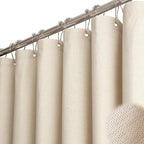 Beige Linen Textured Waterproof Cloth Shower Curtain Set, 72x72, Cream