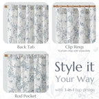 jinchan Floral Curtains 96 Inches Long Blue Flower Linen Farmhouse Curtain - Image 5