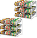 BTY Can Organizer for Pantry Stackable Can Rack Organizer 2 Pack Stacking Can Storage Dispensers 3 Tier Small Space Holds up to 36 Cans for Pantry, Kitchen, Cabinet White