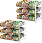 BTY Can Organizer for Pantry Stackable Can Rack Organizer 2 Pack Stacking Can Storage Dispensers 3 Tier Small Space Holds up to 36 Cans for Pantry, Kitchen, Cabinet White