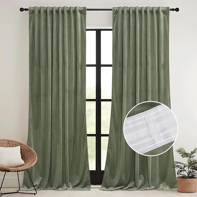 RYB HOME Extra Long Velvet Curtains 120 inches Long, High Ceiling Curtains - Image 2