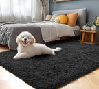 ONASAR Black Rugs for Bedroom, 3x5 Fluffy Bedside Small Area Rug, Soft Plush - Image 5