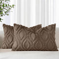 decorUhome Throw Pillow Covers 12x20 Inch Set of 2, Soft Plush Faux Wool Brown by decorUhome