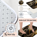 4pcs Shower Curtain Set Black Golden Strip Bathroom Decor with Rug