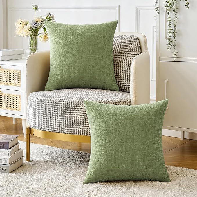 MIULEE Pack of 2 Couch Throw Pillow Covers 16x16 Inch Soft Sage Green Spring - Image 5
