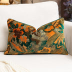 Alerfa Orange Neutral Floral Pillow Cover 18 x 18 Inch, Vintage Cut Velvet Square Couch Throw Pillow Cover Soft Decorative Farmhouse Accent Pillowcase for Living Room Bedroom