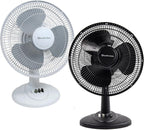 Comfort Zone Oscillating Table Fan with Adjustable Tilt, Convenient Push Button Controls, Quiet, 12 inch, 3 Speed, Desk Fan, Airflow 7.25 ft/sec, Ideal for Home, Bedroom, Dorm & Office, CZ121BK