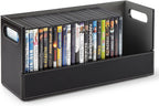 Stock Your Home DVD Storage Box, Movie Shelf Organizer for Blu-Ray, Video Game Cases, CDs, VHS Tape Display Stand, Disc Holder Can Store Up to 28 DVDs, Faux Leather (Espresso)