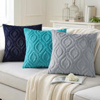 decorUhome Throw Pillow Covers 12x20 Inch Set of 2, Soft Plush Faux Wool Blue - Image 4