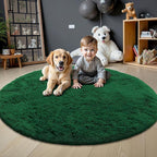 OLANLY Dark Green Round Rugs for Bedroom - Image 2