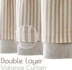 jinchan Stripe Linen Kitchen Valance Curtain, 50x16, 1 Panel, Taupe