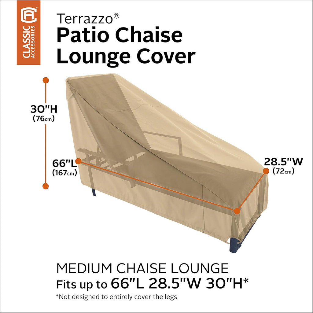 Classic Accessories Terrazzo Water-Resistant 66 Inch Patio Chaise Lounge Chair Cover, Patio Furniture Covers