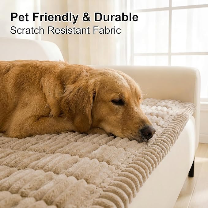 Smiry Couch Cover for Dogs Washable, Non Slip Fuzzy Pet Couch Covers for 3 - Image 3
