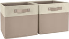 RiverRidge Two-Tone Folding Storage Bins - 2-pack of 10in Tall Taupe Cubes