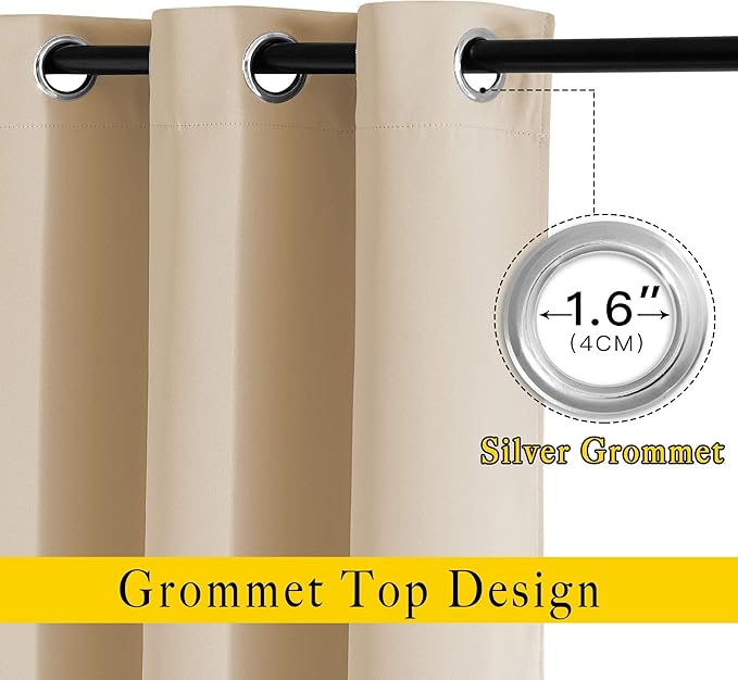 NICETOWN Biscotti Beige Blackout Curtains 84 inches Long - Image 4