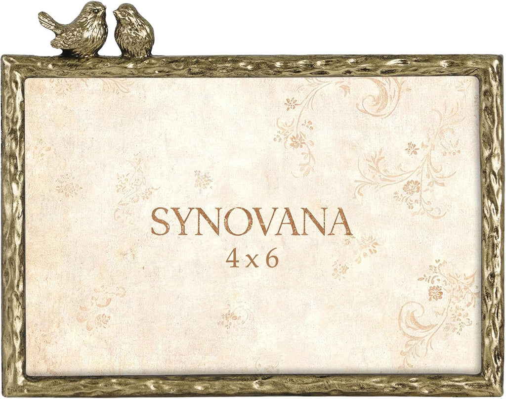 4x6 Antique Gold LoveBirds Picture Frame, Horizontal