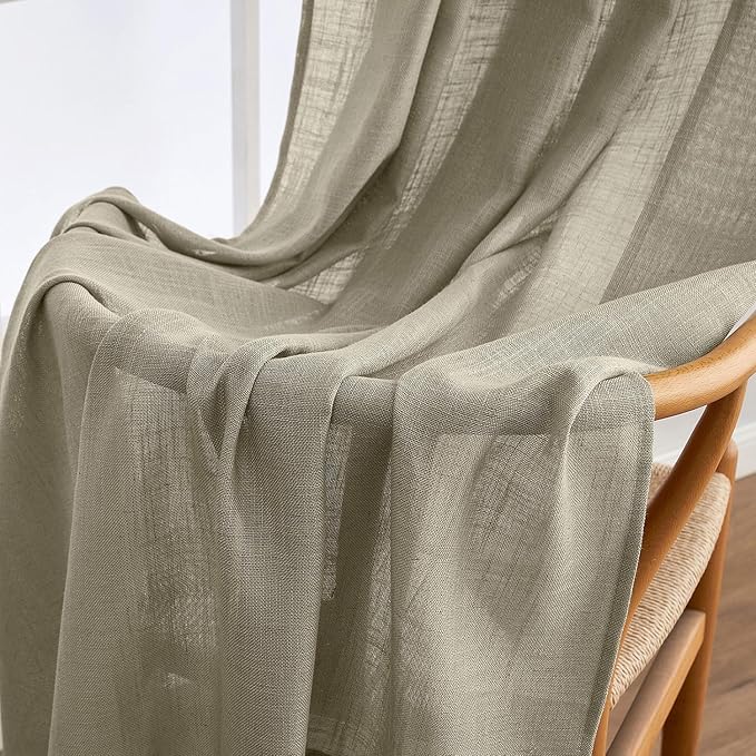 MIULEE Oatmeal Linen Curtains 96 Inches Long 2 Panels - Image 6