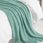 BOURINA Dark Cyan Throw Blanket 50 x90 Inches Textured Solid Soft Sofa Throw - Image 4