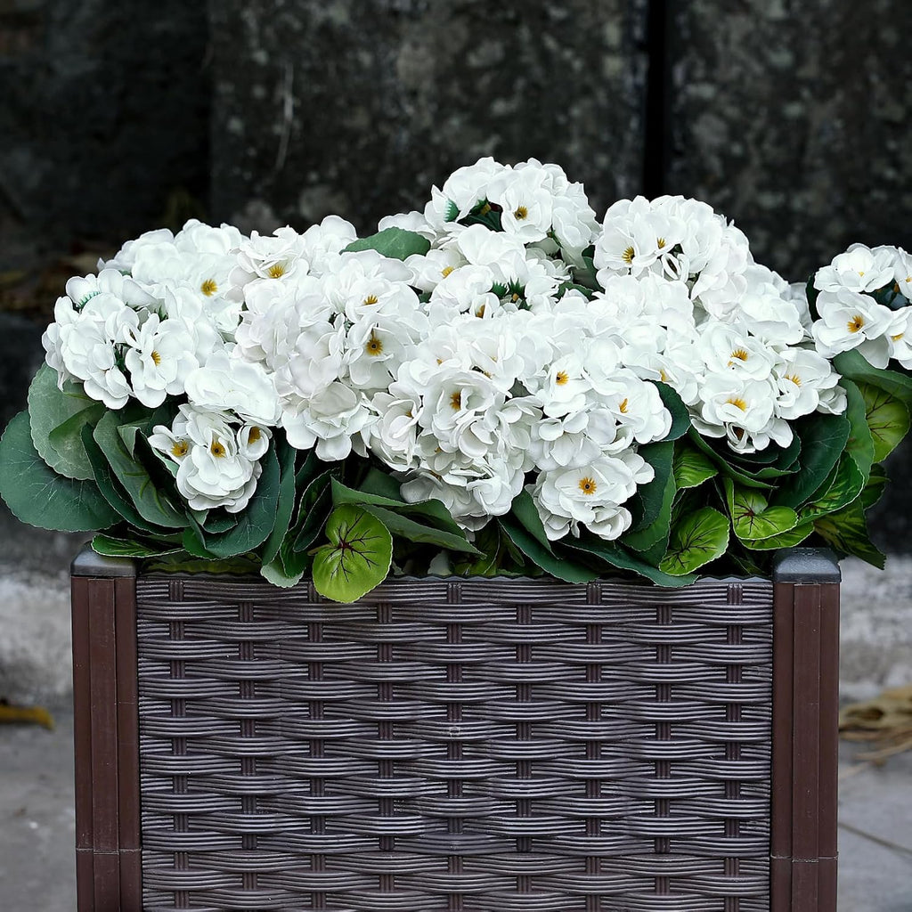 2 Pcs Artificial Flowers Outdoor Potted Large, White Geranium