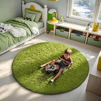 Ophanie Round Rug 6Ft Green Circle Area Rug, Fluffy Fuzzy Bedroom Carpet - Image 3