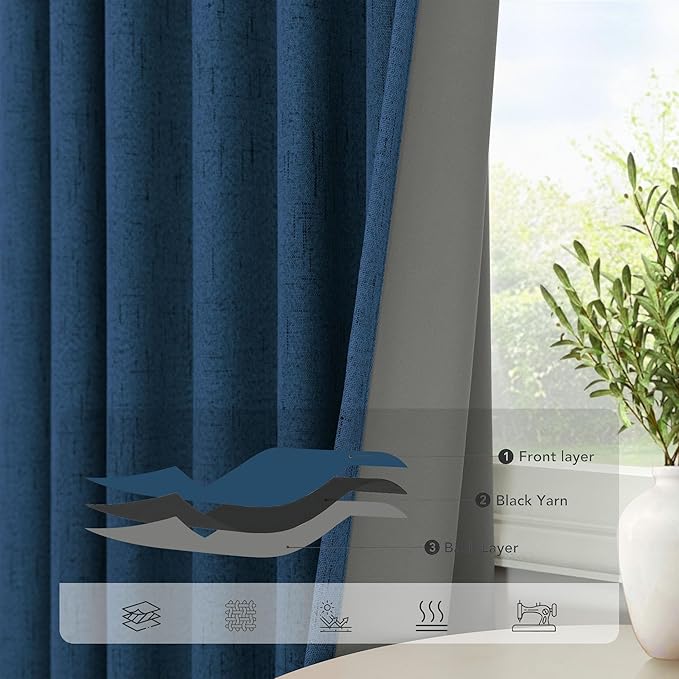 Navy Blue Small Blackout Curtains - Image 4