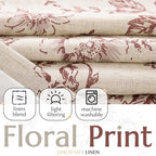 jinchan Lined Linen Blend Curtain Floral Curtains - Image 2