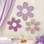Maitys 3 Pcs Boho Daisy Flower Wall Decor Nursery Art, Pink, Purple