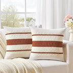 Fancy Homi Set of 1 Rust Boho Decorative Throw Pillow Covers 18x18 Inch - Image 2