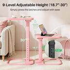 Kitstorack TV Tray Table, Adjustable Height & Rounded Metal Corners, Snack Table for Couch, Sofa, Bed, Chair, Living Room, C Shaped End Side Table for Eating, Dinner or Laptop, Small Spaces, Pink
