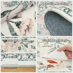Round Area Rug for Living Room: 6 ft Floral Washable Circle Rug Soft Non-Slip - Image 6