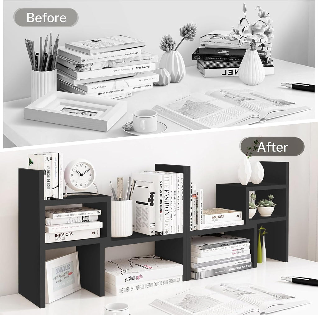 Jerry & Maggie Adjustable Rotatable Wood Desktop Display Shelf Black