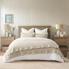 EVERGRACEHOME Stonewashed Cotton Quilt Set, King Size, Flax Beige