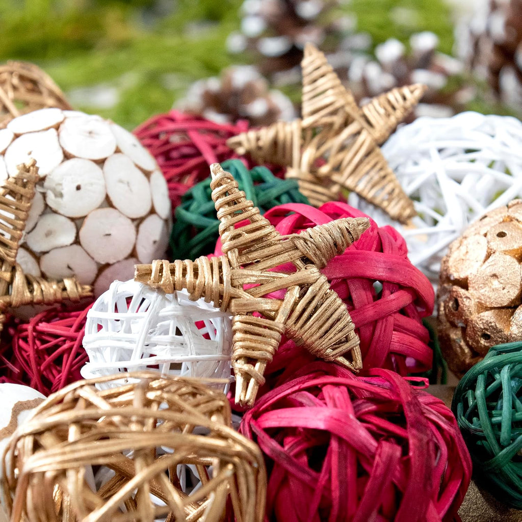 ANDALUCA Decorative Balls Orbs Bag (Red, Green & White)