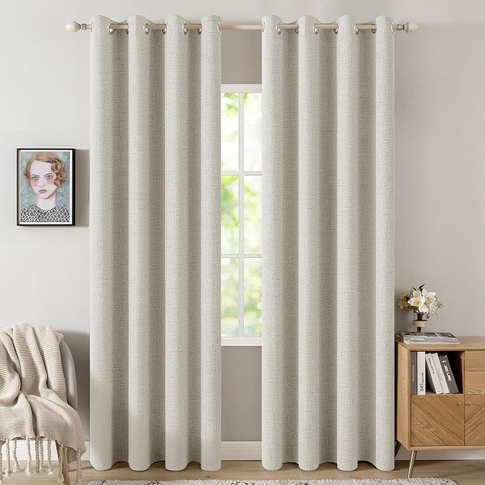MIULEE Linen Texture 90 Inches Curtains by MIULEE