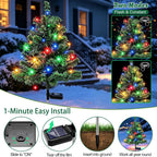 2 Pack Solar Christmas Tree Outdoor,Xmas Decorations with Colorful Lights
