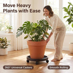 12.6 Inch Plant Caddy with Wheels, Round Rolling Flower Pot Stand, Heavy Duty Wheeled Planter Saucer Tray, Holder Dolly for Indoor Outdoor，Potted Coaster Roller Base Tray with Casters