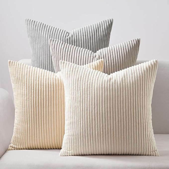 Topfinel 4 Packs Neutral Decorative Throw Pillows Covers 20x20 Inch by Topfinel