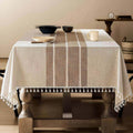 ZeeMart Contrast Linen Rectangle Table Cloth 60x120 Inch Brown