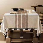 ZeeMart Contrast Linen Rectangle Table Cloth 60x120 Inch Brown