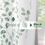 MYSKY HOME Green Leaf Curtains 84 Inch Length for Bedroom Grommet 2 Pcs