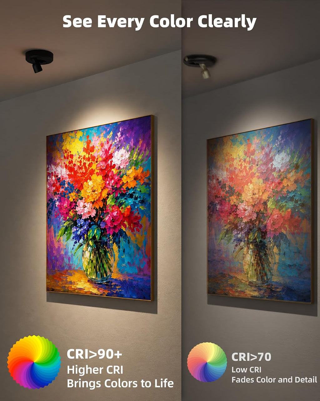 EZVALO 2-Pack Spotlight Indoor, Rechargeable Battery Picture Lights, Wireless Uplights with Remote, Dimmable, ⁠3 Color Temperatures⁠, Timer, Accent Lighting for Plants, Trees, Art, Displays