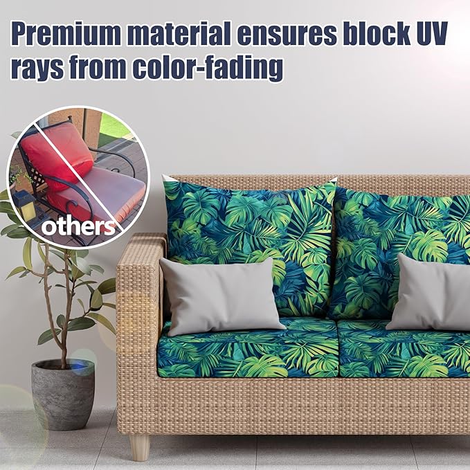 8Pcs Stretch Patio Cushion Covers, Outdoor Couch & Sofa Replacement Slipcovers - Image 3