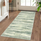Lansny Modern Abstract Runner Rug 2x5, Sage Green Grey Washable Kitchen Runner - Image 2